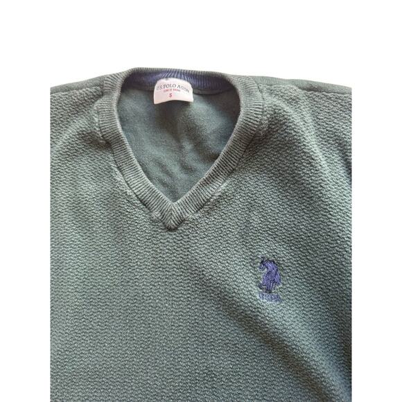 Vintage Mens U.S. Polo Assn V Neck Forrest Green Sweater Small - Picture 3 of 5